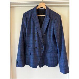 Banana Republic blue black plaid wool blazer